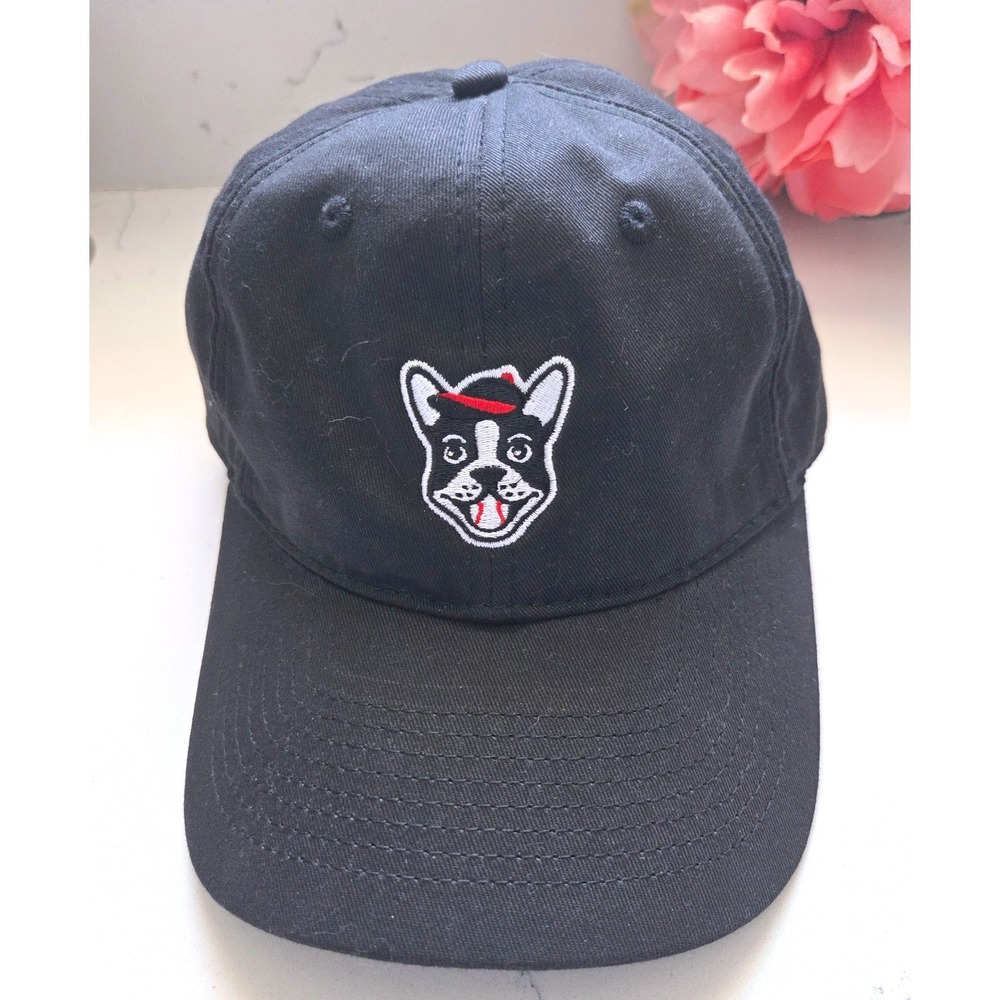 Baseballism Bow Wow Boston Frenchie Baseball Cap Black Leather Strapback Hat